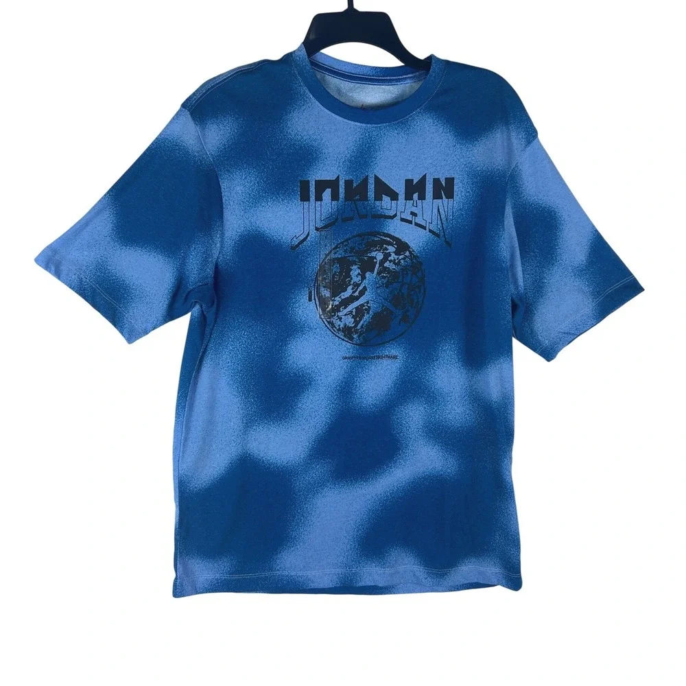 Jordan Men Blue Cloud Dye Graphic T-Shirt FB7448-412 Size Small Short Sleeve NWT